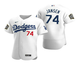 Men Los Angeles Dodgers #74 Kenley Jansen White 2020 World Series Authentic Flex Nike Jersey->los angeles dodgers->MLB Jersey
